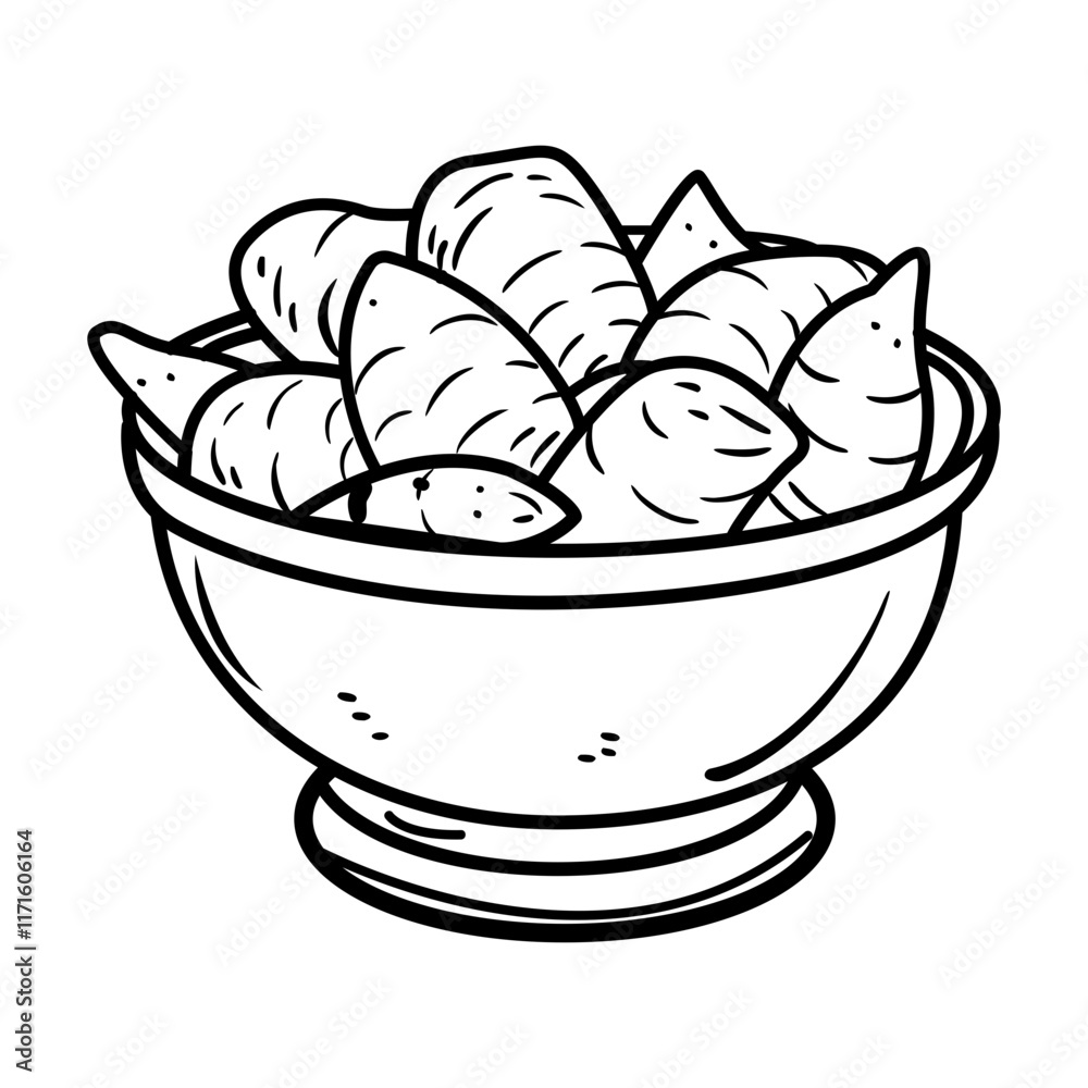A sketchy icon of sweet potatoes bowl A sketchy icon of sweet potatoes bowl