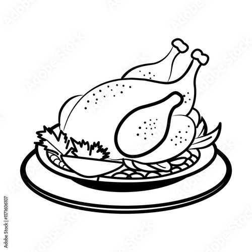 Hand drawn icon of stuffed turkey