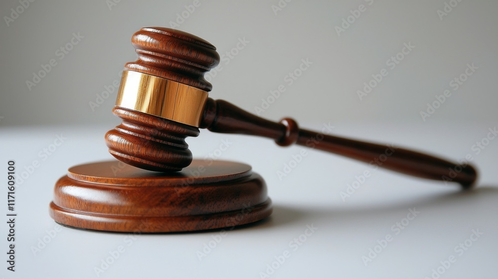 Wooden Gavel on Sound Block: Symbol of Justice and Law Wooden Gavel on Sound Block: Symbol of Justice and Law