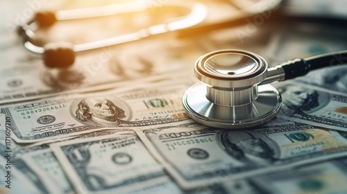 High Cost of Healthcare: Stethoscope on US Dollars