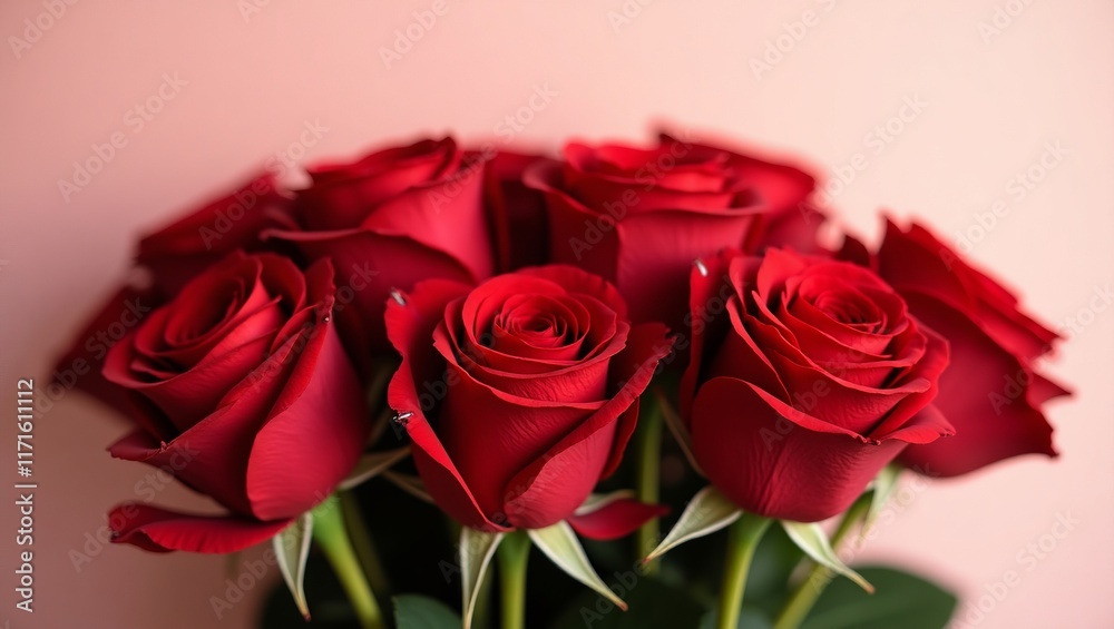 Fototapeta premium Vibrant Red Rose Floral Pattern for Valentine’s Day Designs