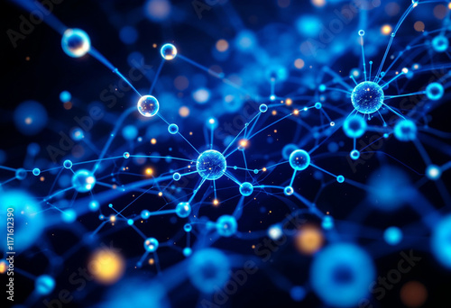 Wallpaper Mural Scientific visualization of molecules with bright details and glowing lines Torontodigital.ca