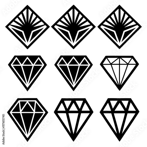  Elegant Black and White Diamond Icons