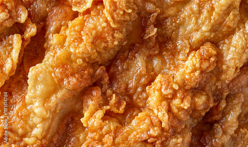 close up of fried chicken texture crispy golden schnitzel  photo