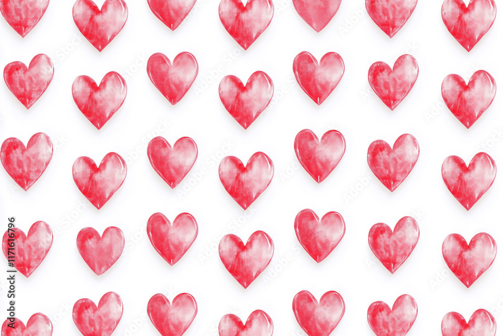 Seamless pattern of watercolor pink hearts on white background Seamless pattern of watercolor pink hearts on white background