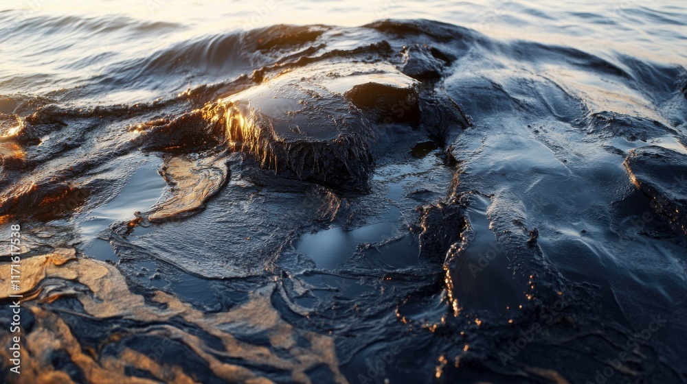 Fototapeta premium Sunset Over Waves by Rocky Shoreline