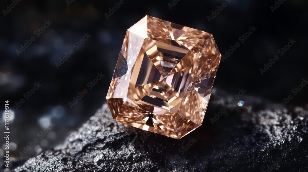Exquisite champagne diamond on black background showcasing sparkling beauty Exquisite champagne diamond on black background showcasing sparkling beauty