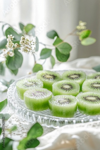 Freshly sliced kiwi on ice for a refreshing treat at a summer gathering