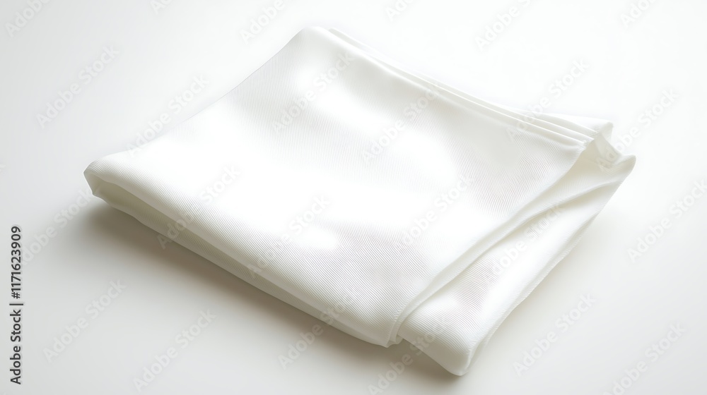 Isolated clean white handkerchief folded neatly isolated on solid white background. Isolated clean white handkerchief folded neatly isolated on solid white background.