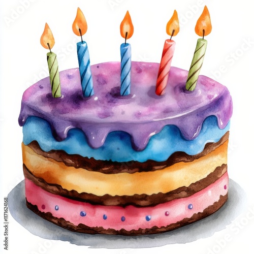 Celebratory cake with colorful frosting and candles for a joyful occasion