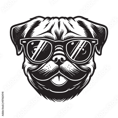 Pug  Wearing Sunglasses  dog Design Svg 