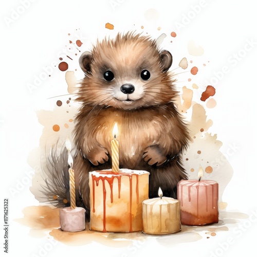 Cute animal celebrating a special occasion with candles in a festive atmosphere