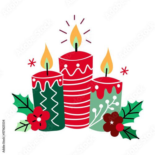 A flat sticker of decorative candles