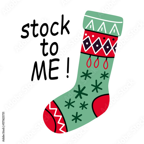 A flat sticker of christmas sock