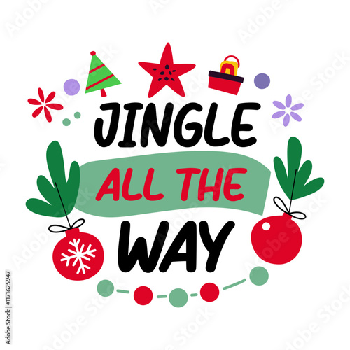 A flat sticker of festive typography