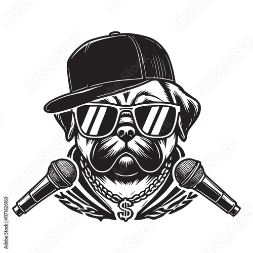 Pug Rapper  dog Design Svg 