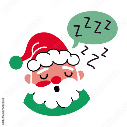 A flat sticker of sleeping santa