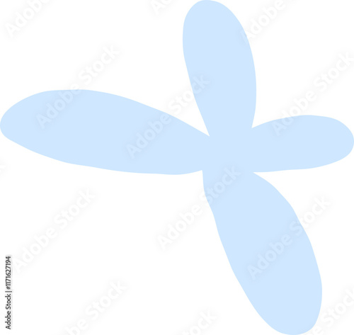 Soft Blue Abstract Cross with Smooth Edges and Playful Shape