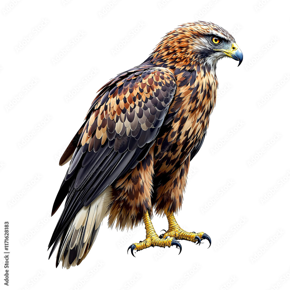 Majestic Bird of Prey with Intricate Plumage on transparent background Majestic Bird of Prey with Intricate Plumage on transparent background