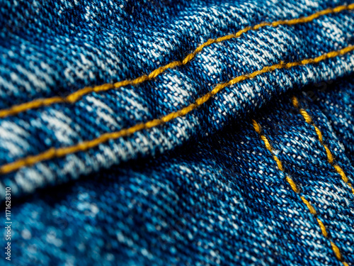 Close-up of denim highlighting texture and detail. An excellent choice for fashion and textile industry themes