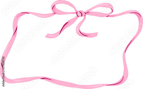 Square Ribbon Frame with Double Bow Design in Pastel Pink