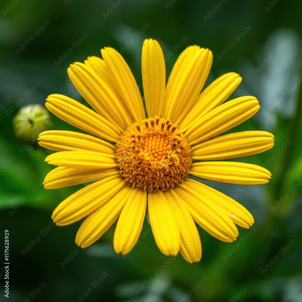 Yellow daisy flower, vibrant petals, macro photography, blurred green background, nature close-up, detailed center, sunflower-like bloom, garden flower, bright sunny day, sharp focus, botanical imager Yellow daisy flower, vibrant petals, macro photography, blurred green background, nature close-up, detailed center, sunflower-like bloom, garden flower, bright sunny day, sharp focus, botanical imager