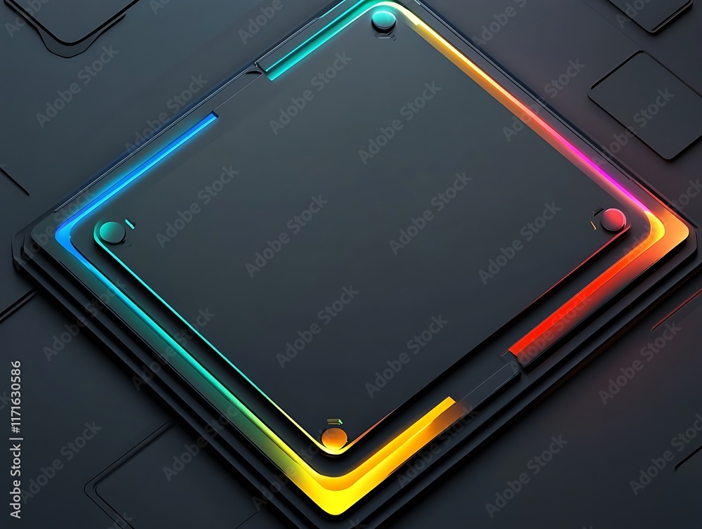 Abstract Dark Panel With Neon Rainbow Border Abstract Dark Panel With Neon Rainbow Border