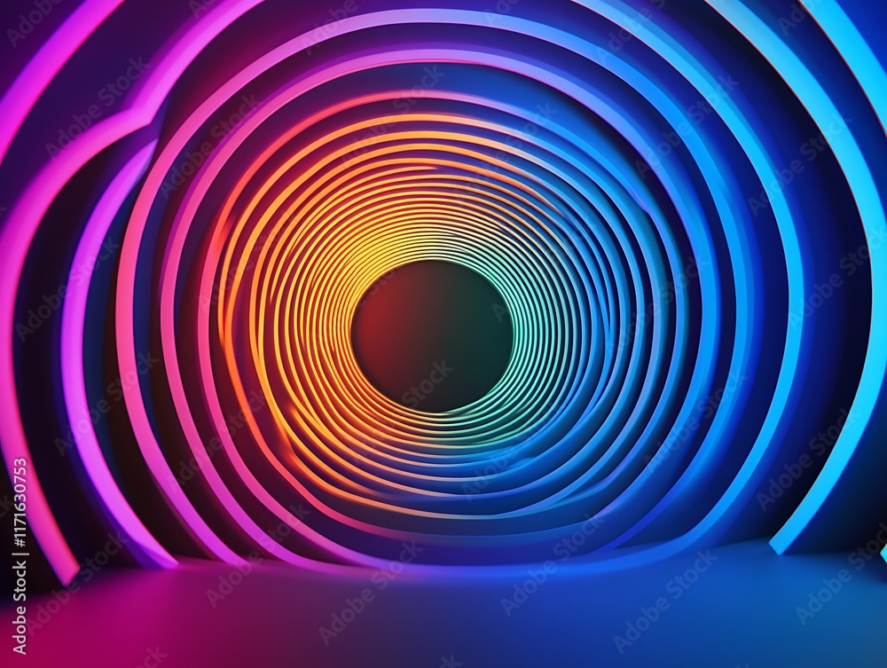 Abstract Colorful Neon Circular Tunnel Design Abstract Colorful Neon Circular Tunnel Design