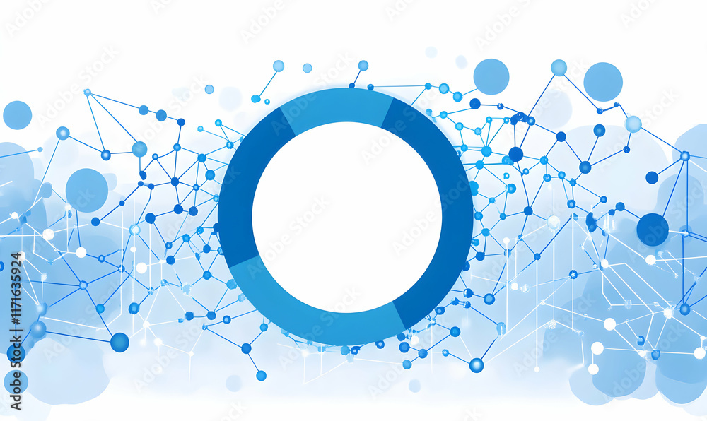 Fototapeta premium Abstract blue network connection background with circle graph; perfect for technology, communication, or data visualization projects.