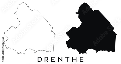 Drenthe map outline and black silhouette vector