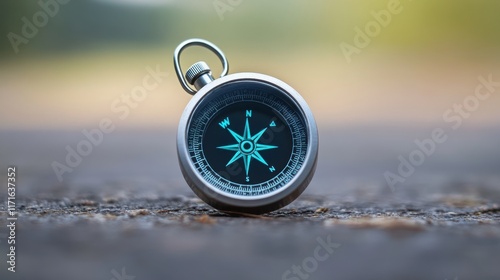 Old Compass on Map Symbolizing Exploration and Direction in Nature for Adventure and Travel Themed Visuals