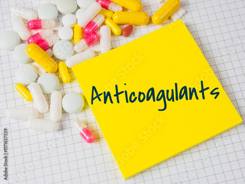 Anticoagulants text of the name of pharmacological drugs