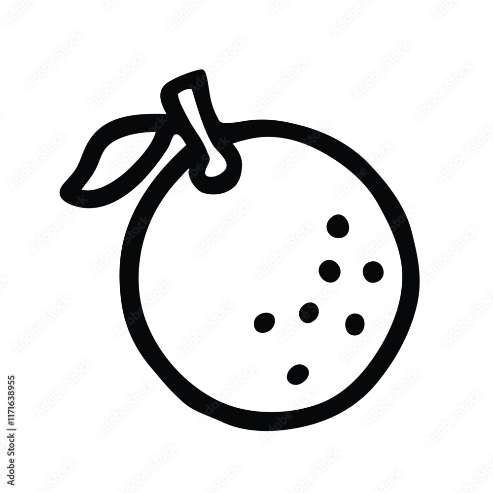 Citrus orange or lemon doodle icon hand drawn with black line in freehand style. Vector illustration isolated on white background Citrus orange or lemon doodle icon hand drawn with black line in freehand style. Vector illustration isolated on white background
