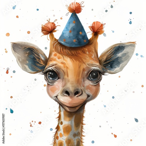 Cute llama wearing a festive hat and holding candles for a joyful celebration
