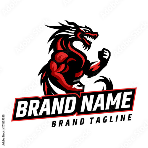 Anthropomorphic Dragon Vector Logo