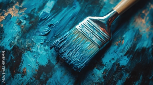 Vibrant Blue Paint Strokes on Canvas