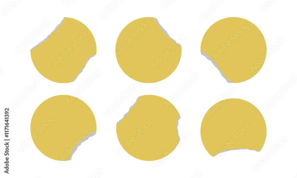 Yellow paper stickers with ripped edges Yellow paper stickers with ripped edges