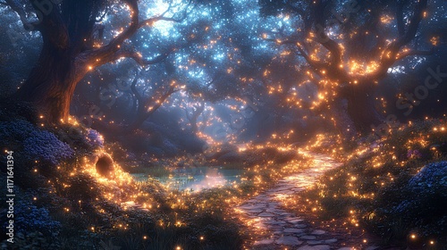 Enchanted Twilight: A Magical Forest Scene