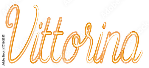 Vittorina - orange gold color - name written - neon - ideal for websites, presentations, greetings, banners, cards, t-shirt, sweatshirt, prints, cricut, silhouette, sublimation , sign, styl

