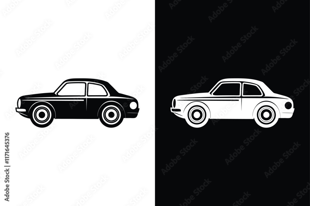 Fototapeta premium Car icon on White Background Vector Art Illustration on white background.