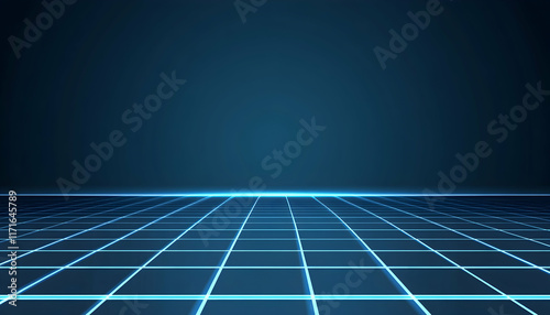 Abstract grid background, glowing blue lines on dark surface, futuristic digital landscape, perfect for tech or gaming projects.