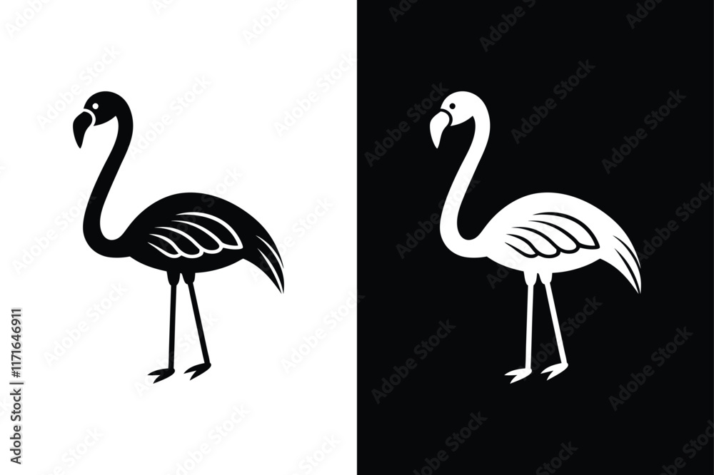 Fototapeta premium Flamingo Icon on White Background Vector Art Illustration on white background.