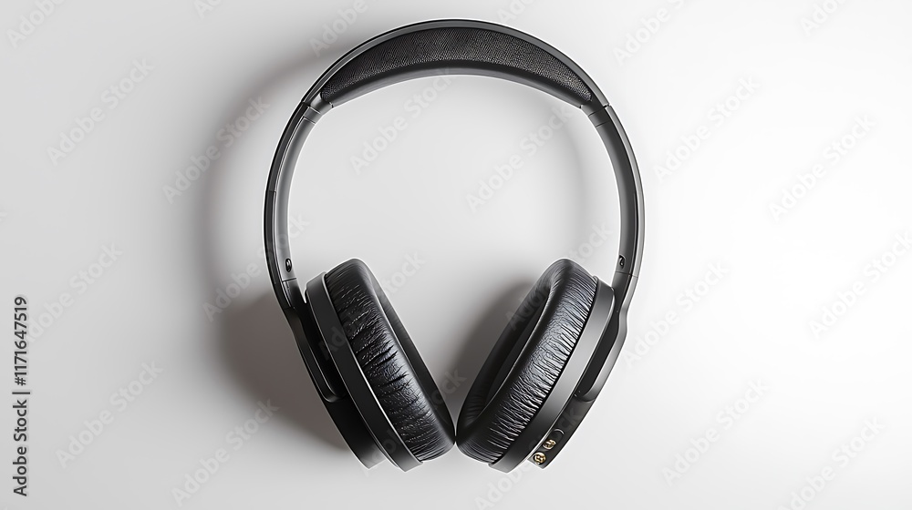 Isolated modern wireless headphones with a sleek design isolated on solid white background. Isolated modern wireless headphones with a sleek design isolated on solid white background.