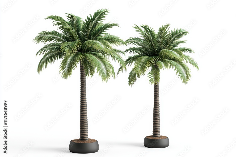 Obraz premium 3D Palm Tree Decor Isolated and White Background
