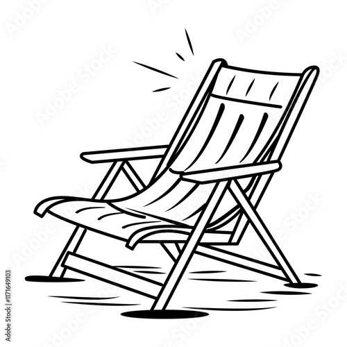 Hand drawn icon of a beach chair