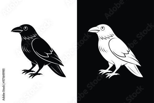 Raven icon vector on White Background ,Vector Art Illustration on white background.