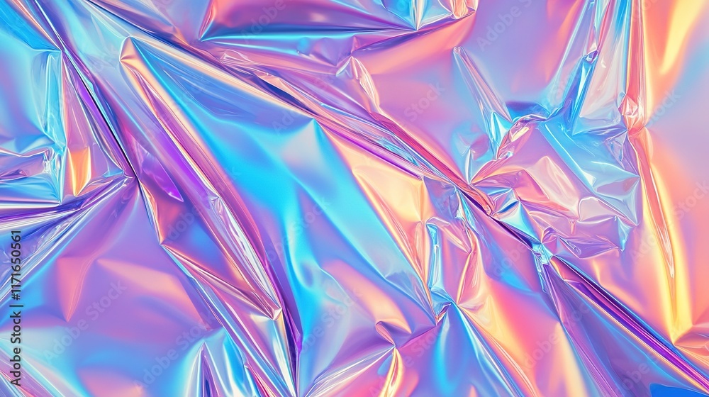 Fototapeta premium Shimmering metallic surface displays vibrant pastel hues and dyn