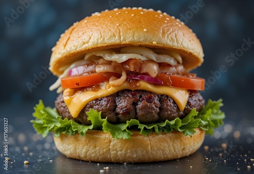 hamburger on black background