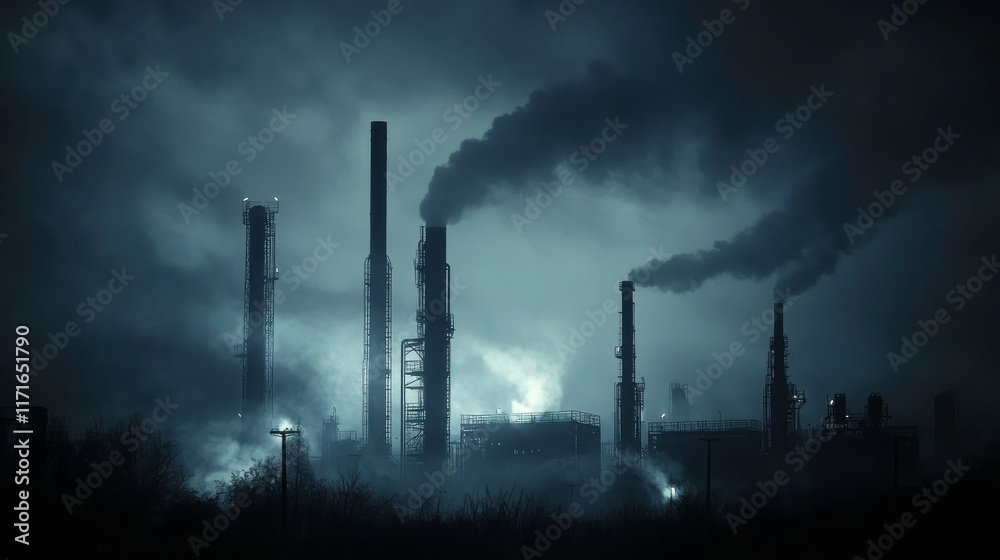 Obraz premium Urban Cityscape with Dramatic Lighting Effects