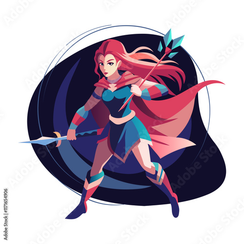 A flat character illustration of a valkyrie warrior